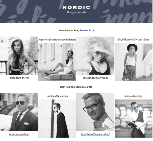 Zalando Nordic Blogger Awards 2015 -ehdokkuus