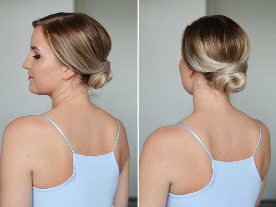 kampaustutorial chignon nuttura kevään juhliin nude lily