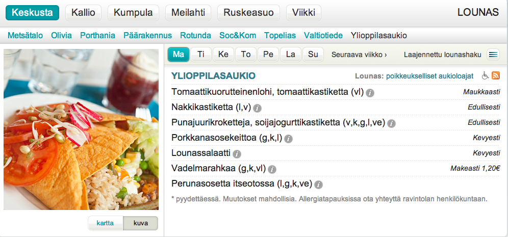 Aion syödä unicafen salaattia
