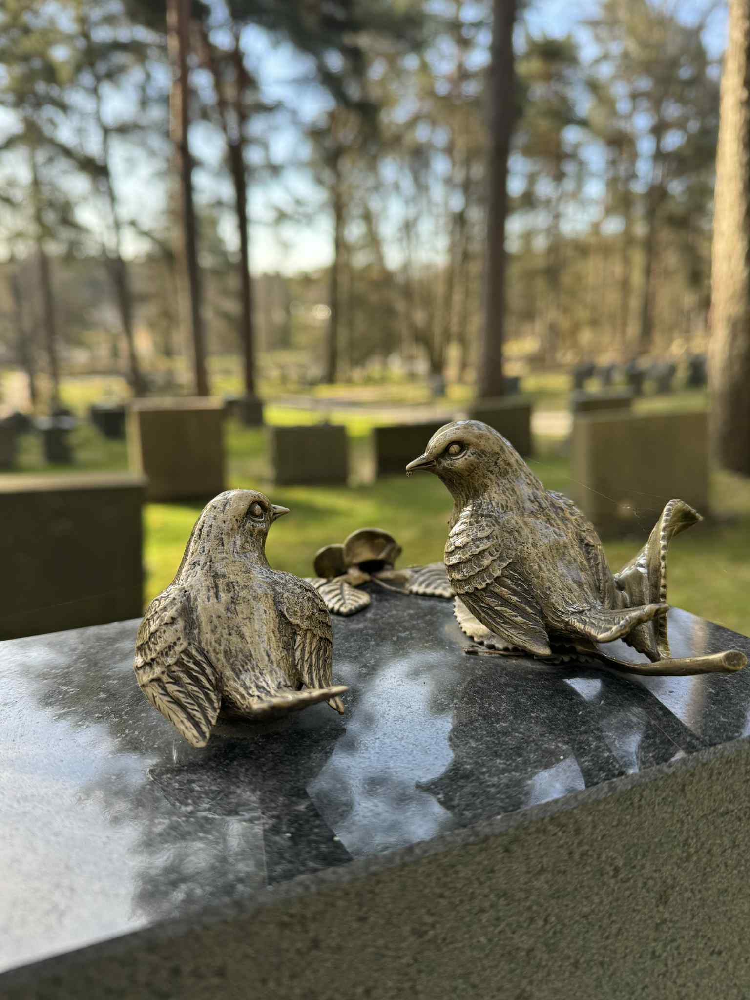 Kaksi lintua hautakivellä